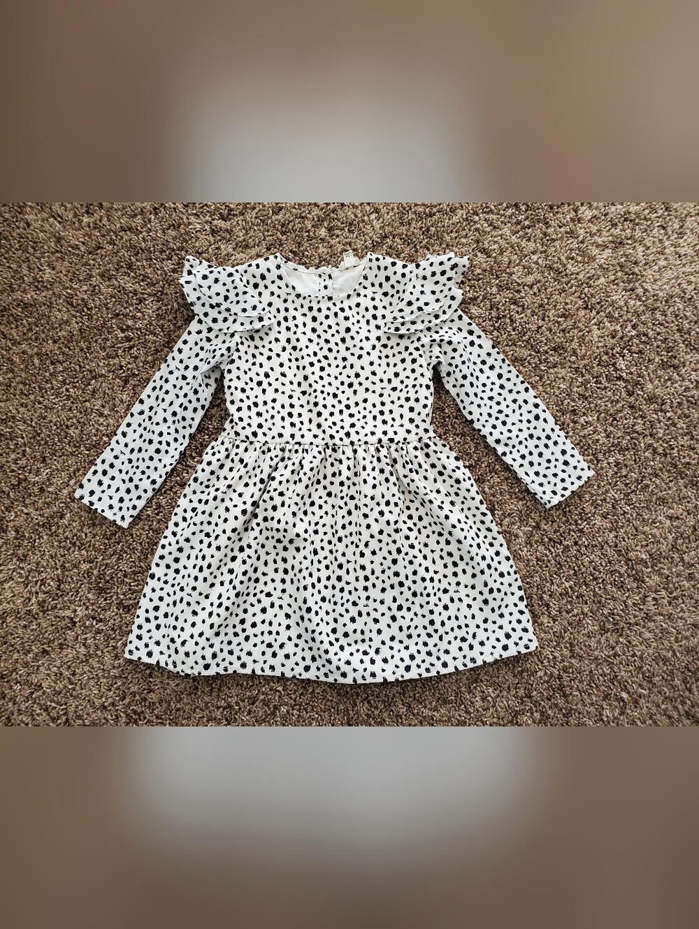 River Island Mini Dress Girl 2-3 year toddler ruffle dot white black babydollE